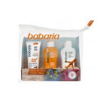 Babaria - Pacote de viagem - Leite protetor solar SPF30 + Creme facial protetor solar SPF50+ + After sun