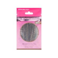 Brushworks - Conjunto de 50 grampos de cabelo Bobby Pins - marrom