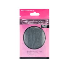 Brushworks - Conjunto de 50 grampos de cabelo Bobby Pins - preto
