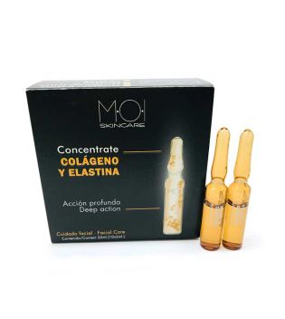 M.O.I Skincare - Embalagem de ampolas revitalizadoras com colágeno e elastina