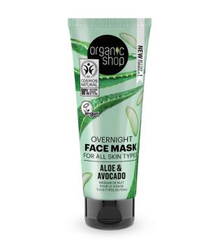 Organic Shop - Máscara facial noturna para todos os tipos de pele - Aloe e Abacate