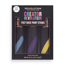 Revolution - *Creator* - Bastões de Maquiagem Artísticos Fast Base Paint Sticks - Azul Claro, Roxo e Amarelo