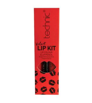Technic Cosmetics - Lipliner + Batom Líquido Velvet Lip Kit - Louby Lou