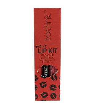 Technic Cosmetics - Lipliner + Batom Líquido Velvet Lip Kit - Vintage Red