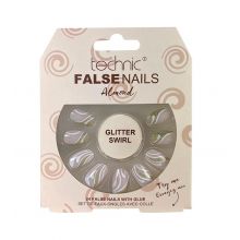 Technic Cosmetics - Unhas postiças False Nails Almond - Glitter Swirl
