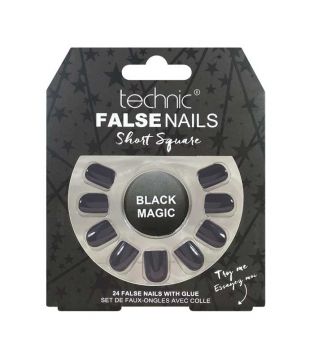 Technic Cosmetics - Unhas postiças False Nails Short Square - Black Magic